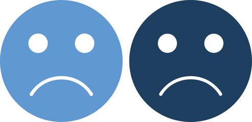 Two frowning face emojis in light blue and dark blue colors