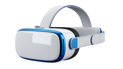 White and Blue Virtual Reality VR Headset - Gaming Goggles, Metaverse Device, 3D Simulation, Technology & Future Entertainment