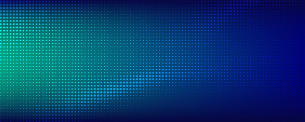 halftone with blue-green gradient, abstract background pattern, neon light reflecting walls and floor, dark colors, modern digital technology speed vector.