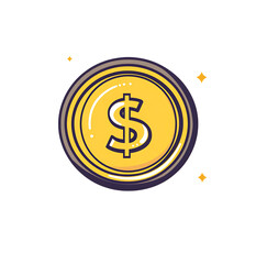 Fototapeta premium Golden Cryptocurrency Coin with Dollar Sign on Transparent Background