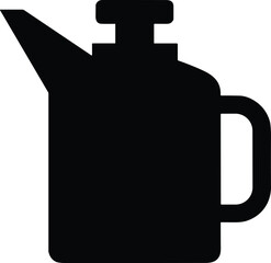 Oil Can Icon Black Silhouette Vector Illustration for Industrial Lubrication and Garage Maintenance Tools, Mechanic Equipment Symbol for Engines and Machinery Service, Isolated Flat Design.