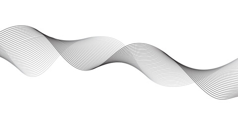 Abstract grey wave lines on transparent background. Technology, data science, geometric border pattern. Isolated on white background. Vector for banners and background.