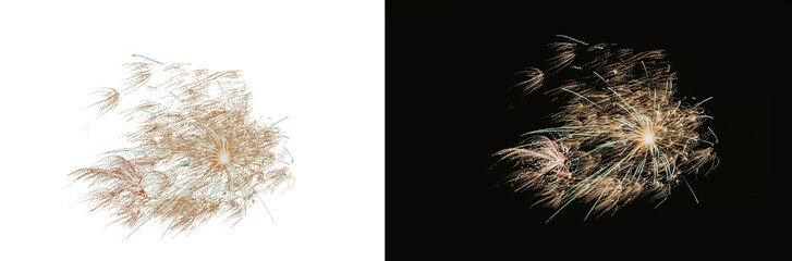  Świąteczne fajerwerki na przezroczystym tle. Sylwester. Nowy rok.