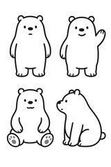 Obraz premium Arctic Bear Duo Line Art Set