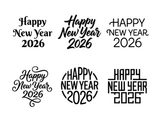 Obraz premium Black and White New Year 2026 Emblem Collection