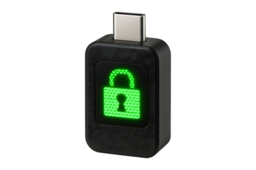 Secure Digital Key Hardware Token Isolated on a Transparent Background