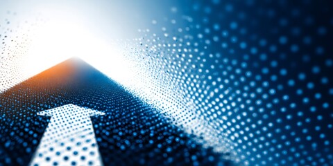 Digital arrow progressing forward on dotted data path