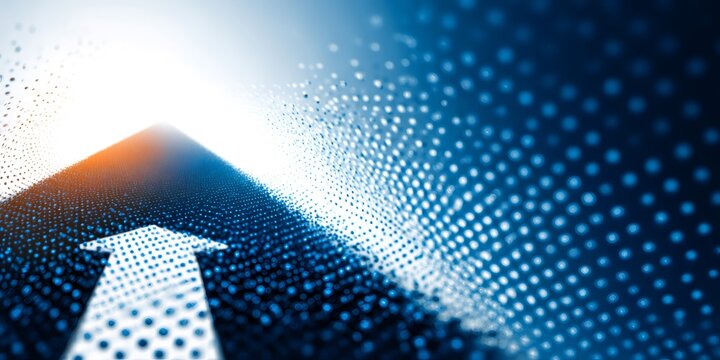 Digital arrow progressing forward on dotted data path