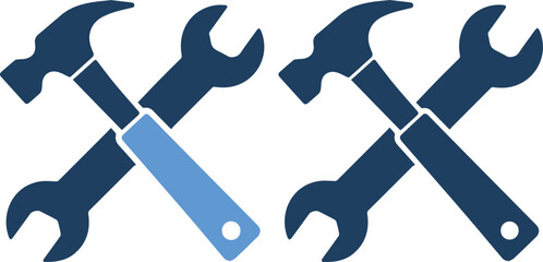 Vector graphic of crossed wrenches and hammers in blue
