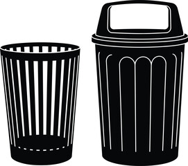 Two black waste bins with different designs