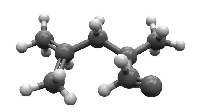 3D Molecular Model of a Hydrocarbon Chain on Black Background
