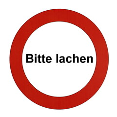 Rundes Schild mit rotem Rand und der Aufschrift 