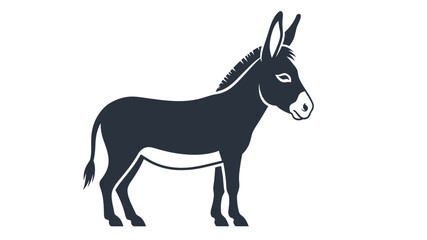 Obraz premium A simple dark blue silhouette illustration of a donkey standing in a side profile view