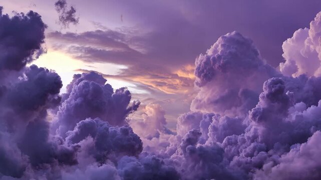 A stunning view of purple clouds, A striking panorama of purple clouds swirling in the sky
