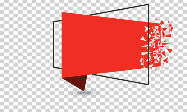 Red megaphone with sound waves