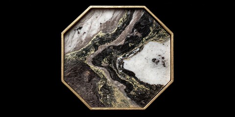 Abstract artwork in octagonal frame black background artistic design for decor