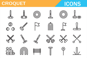 Croquet Game Pictogram Set for UI and Graphic Design