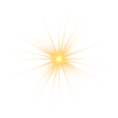 Yellow sun, a flash, a soft glow without departing rays. Star flashed with sparkles isolated on white background. Vector illustration of abstract yellow splash.