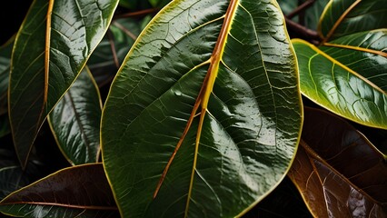 Dark Green Leaf Texture Macro Background