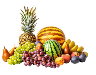 Assortment Of Fresh Fruits Including Pineapple, Watermelon, Grapes, And Bananas variety healthy