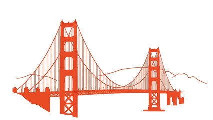 an illustrative depiction showcases the iconic golden gate bridge amidst a stylized landscape presenting a minimalist yet recognizable landmark silhouette high quality professional detailed modern