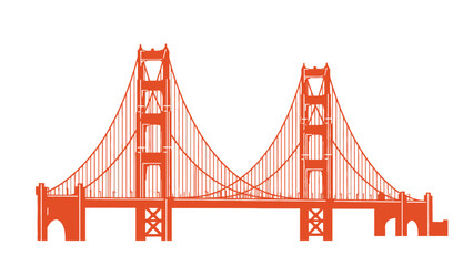 A striking illustration depicts the iconic golden gate bridge in a simplified orange silhouette style capturing its architectural grandeur and recognizable form high quality professional