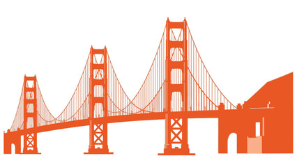 a vibrant and stylized illustration depicts the iconic golden gate bridge in a bold orange hue showcasing its architectural grandeur and recognizable design elements