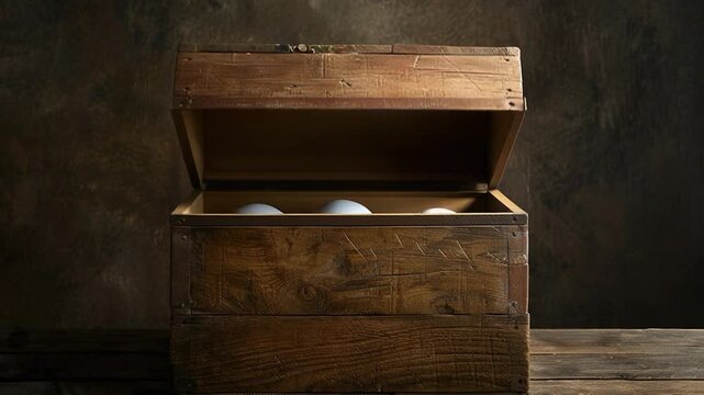 Video A simple wooden box sits on a wooden table, ideal for use in home decor, furniture, or craft projects