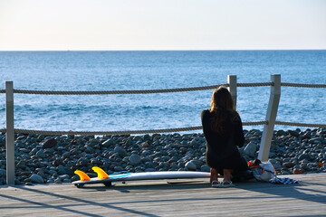 Surfers in Arguineguin, Gran Canaria, Canary Islands