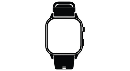 A minimalist representation of a modern smartwatch with a dark strap a bold silhouette