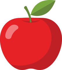 A vibrant red apple with a single green leaf a simple and classic fruit illustration