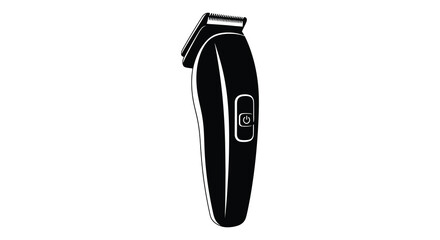 A detailed black silhouette of a modern hair clipper for grooming and styling silhouette