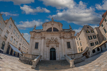 Obraz premium The Church of St. Blaise (Croatian:Crkva sv. Blaža), a Baroque church built between 1706 and 1714 by the Venetian architect and sculptor Marino Gropelli (1662-1728). Dubrovnik, Croatia.