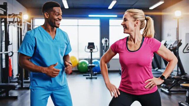 Dynamic Gym Workout Session With Happy Trainers Inspiring Fitness Motivation