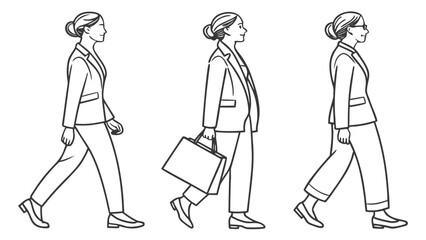 Minimalist Businesswoman Vector Line Art Illustration Set of Professional Female Office Poses in Clean Outline Style for Corporate and Editorial Design