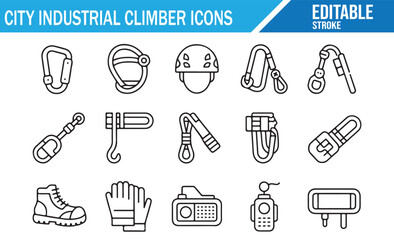 Vector Illustration of Professional Climber Tools.