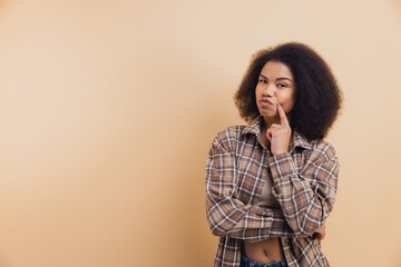 African American woman thinking, having doubts