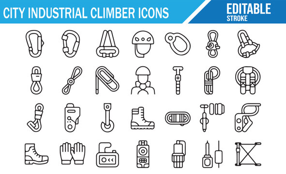 Vector Icons for Work at Height and Safety Equipment.