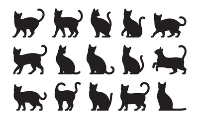 cat silhouette set vector