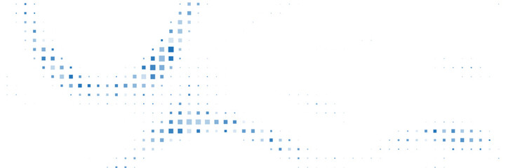 Abstract white background of random blue dots forming a grid pattern. Digital technology concept, big data, information technologies.