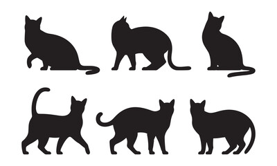 cat silhouette set vector