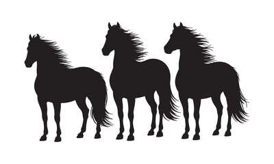 Horse silhouette set vector