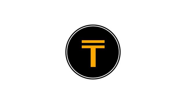 Kazakhstani tenge icon popup animation on transparent