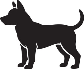 Dog Silhouette vector strong standing pet icon for logo tattoo and pet care design
