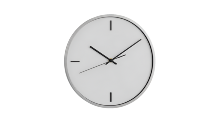 Minimalist White Wall Clock With Silver Frame time