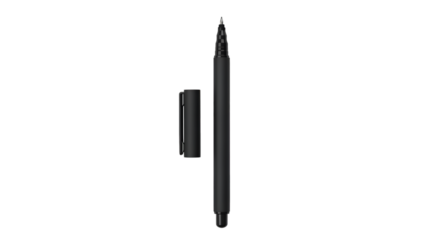 Black Pen and Cap Isolated on Black Background writing