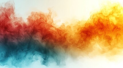Abstract colorful smoke swirls, dynamic movement, white background, design element