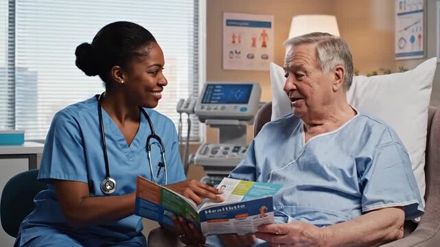 Compassionate Healthcare Professionals Engaging in Patient Education in Hospital Room