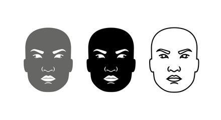 Minimalist illustration of three sets of face silhouettes, Symbolizing professionalism and thought, flat vector design illustration.
