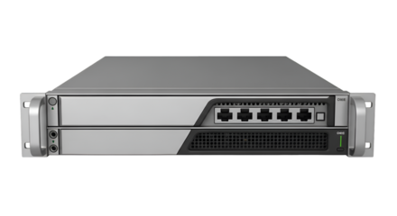 Network Server Rack Unit with Ethernet Ports and Handles